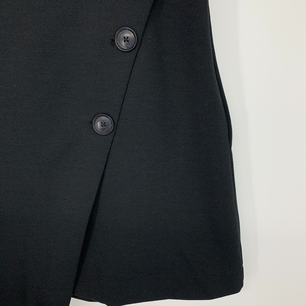 Banana Republic Skirt Womens 6 Black Mini Faux Wrap Asymmetrical Button Detail - Picture 6 of 12